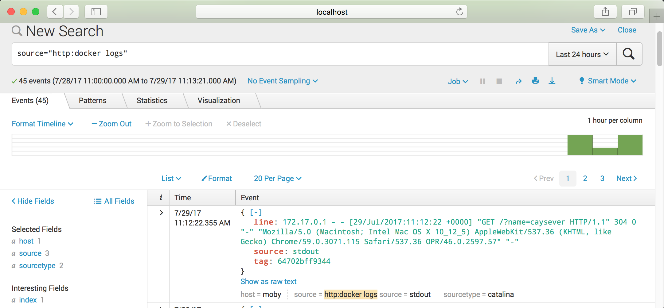 splunk view logs